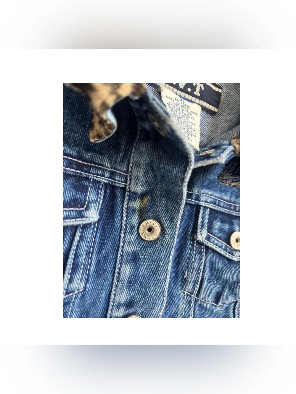 Vintage Girls Youth Denim Leopard Jacket